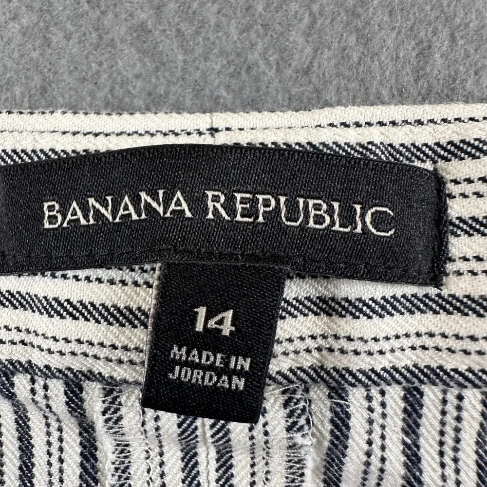 Banana Republic Blue Stripe Button Side Mini Skirt 14 Nautical ALine S/547958-00
